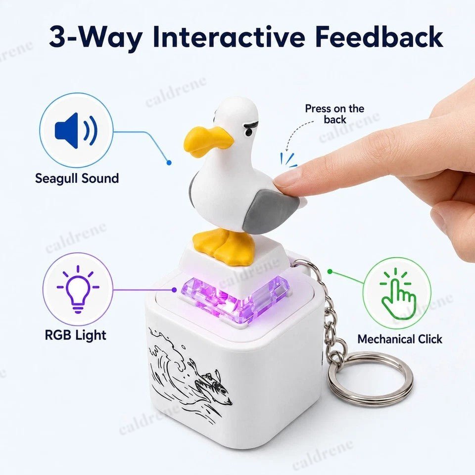 Seagull Mine Keychain,Button with Sound Rechargeable Keyboard Clicker Fidget Toy – view 6