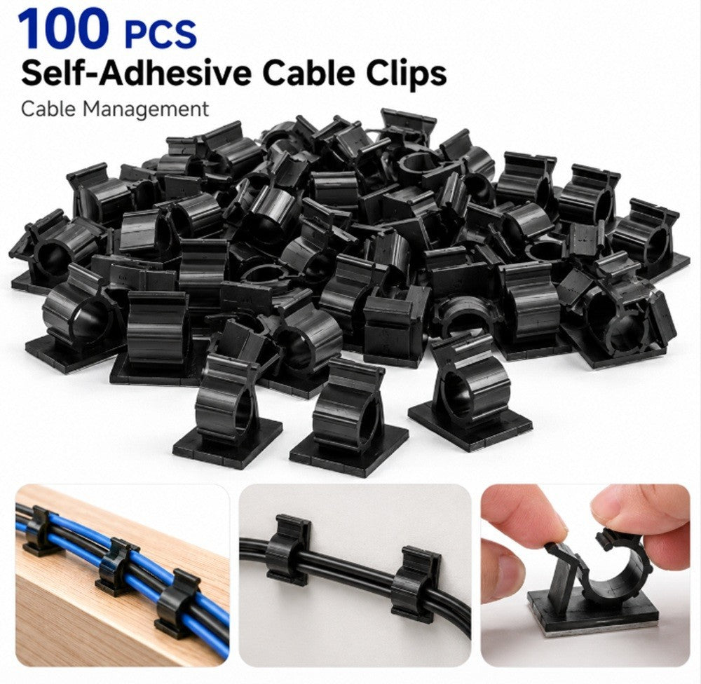 Self-Adhesive Cable Clips, 100 Pack