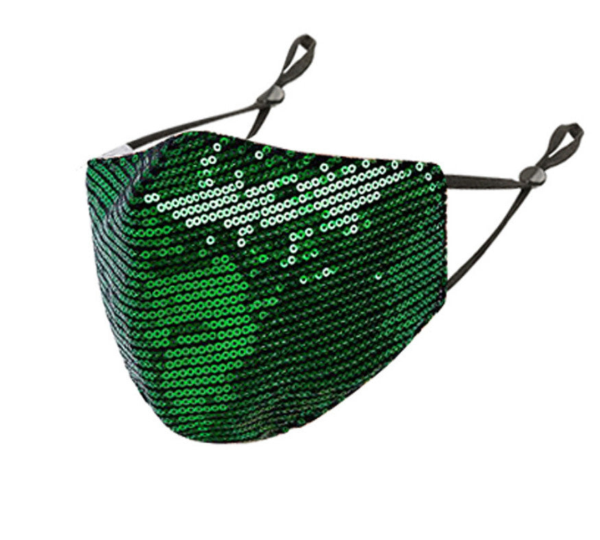 Sequin Glitter Face Mask - Washable Fashion Accessory – Green