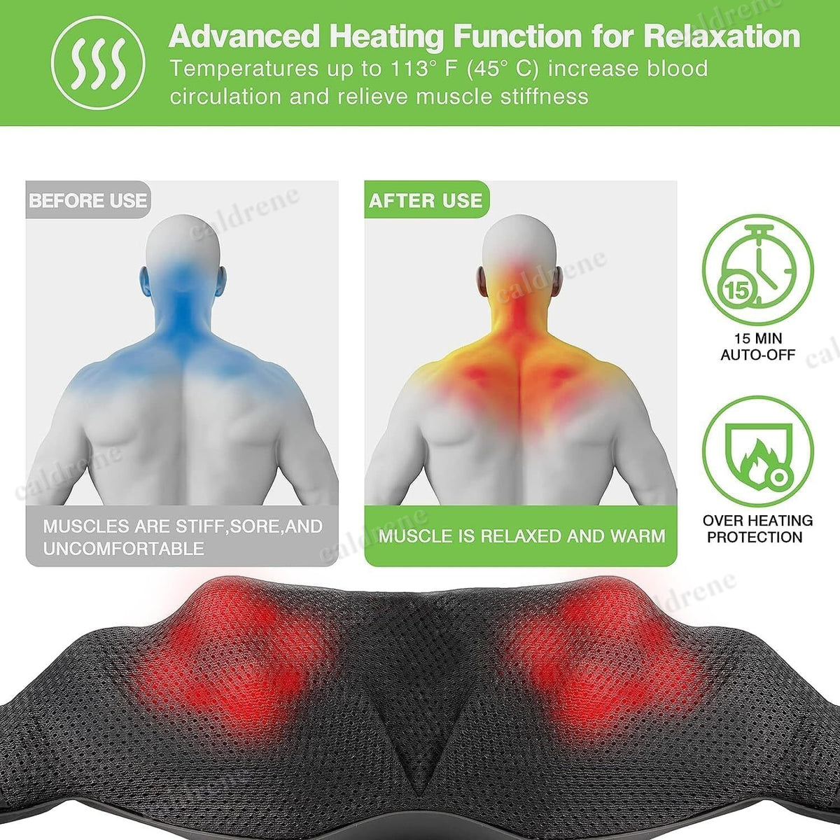 Shiatsu Neck and Back Massager Pillow with Heat – view 3