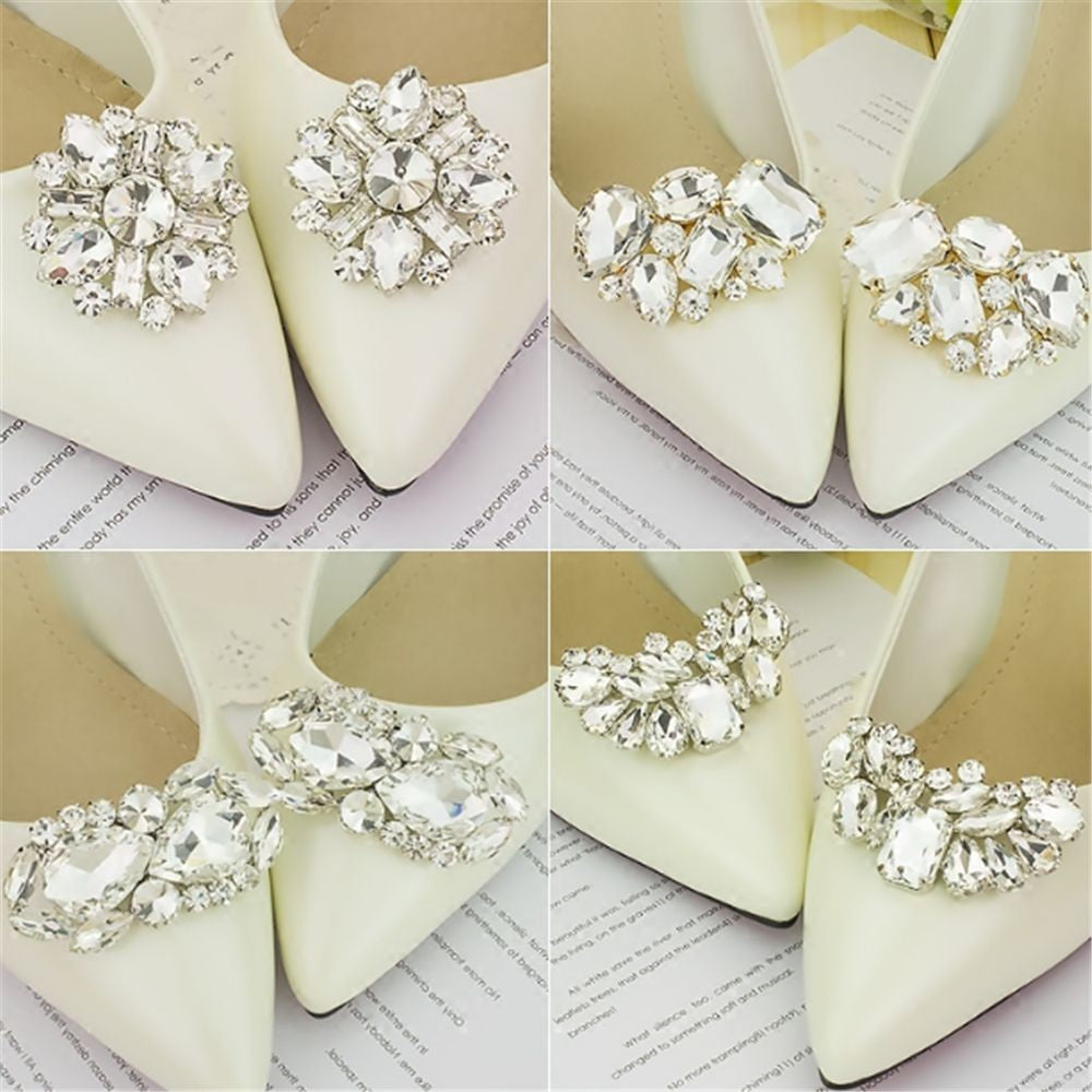 Shiny Decorative Brooch Shoe Clips for Weddings