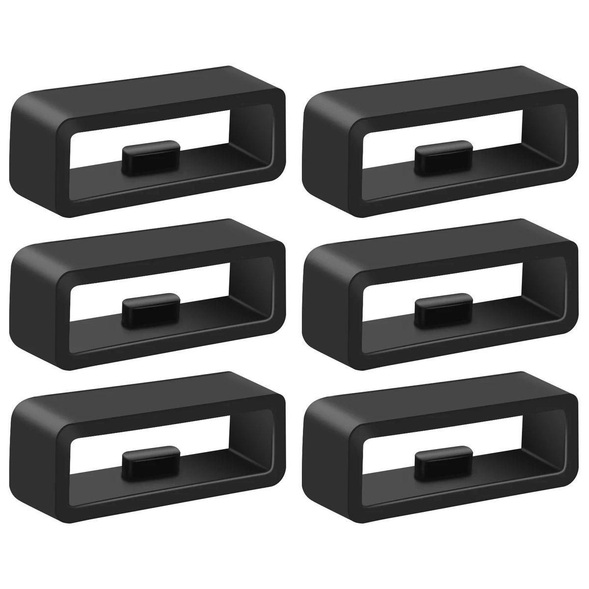 Silicone Rubber Watch Strap Band Keeper for Secure Fit – 22mm / 6pcs Black