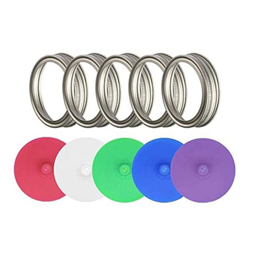 Silicone Waterless Airlock Fermentation Lids for Mason Jars – Silicone lid&Steel ring-86MM