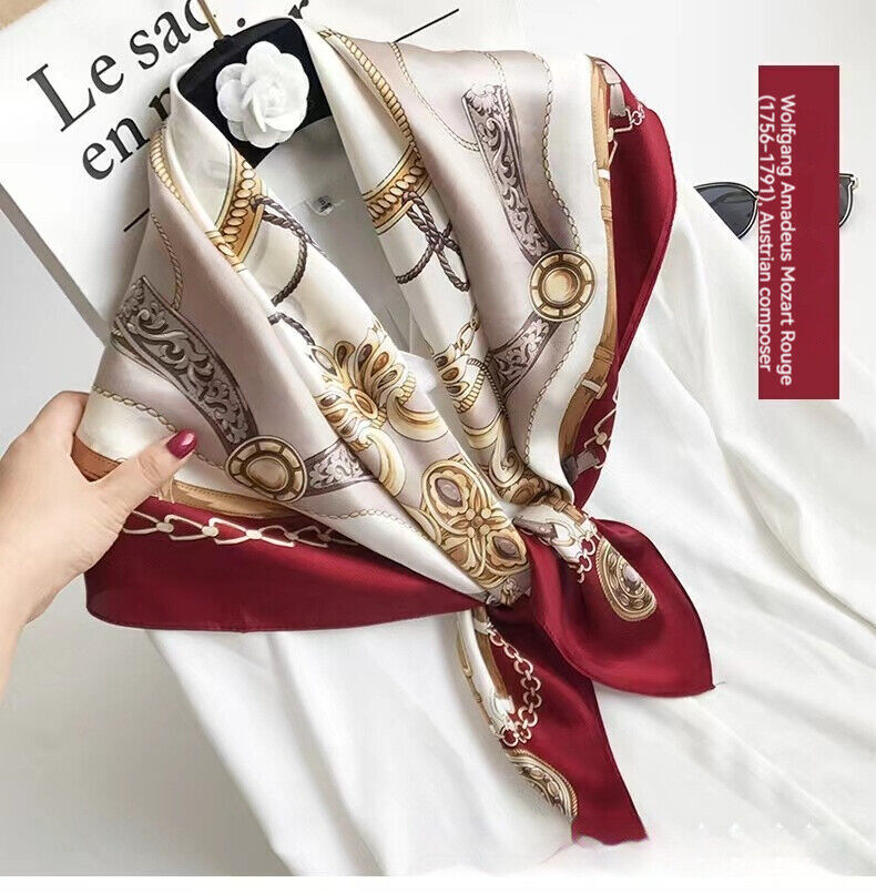 Silk Scarf Wrap Shawl - Elegant Square Design – WP0009MR