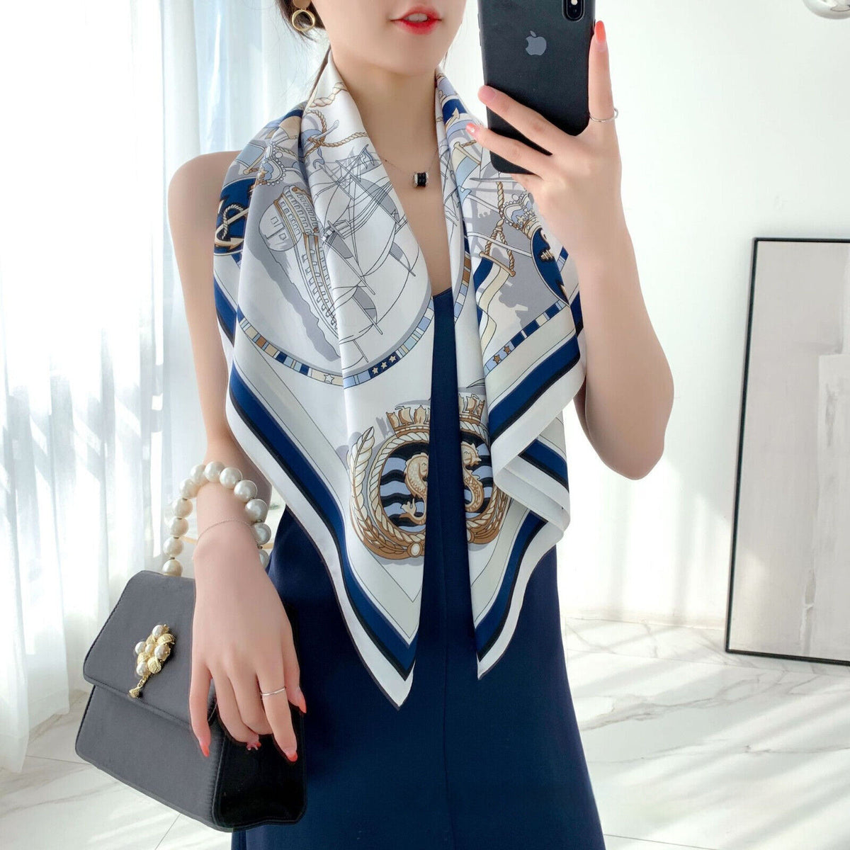 Silk Scarf Wrap Shawl - Elegant Square Design – WP0009NA