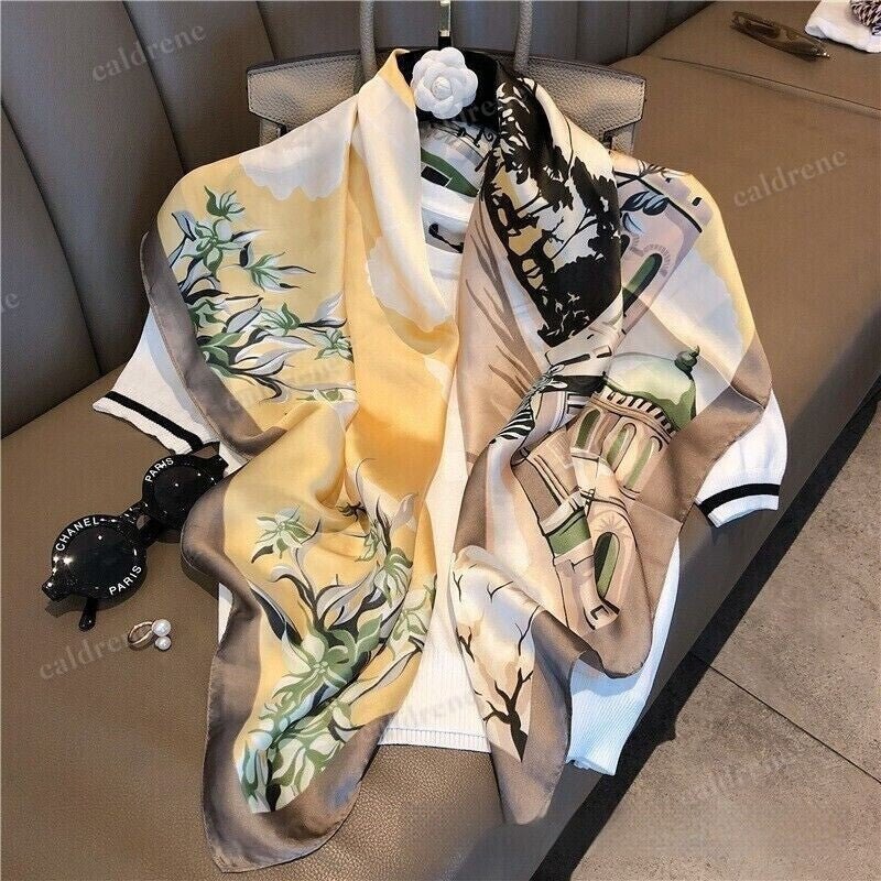 Silk Scarf Wrap Shawl - Elegant Square Design – view 3