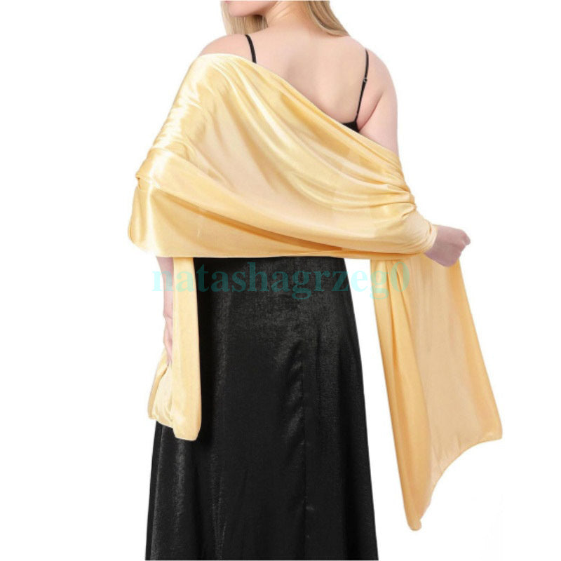 Silky Satin Wrap Stole for Weddings and Special Events – Gold