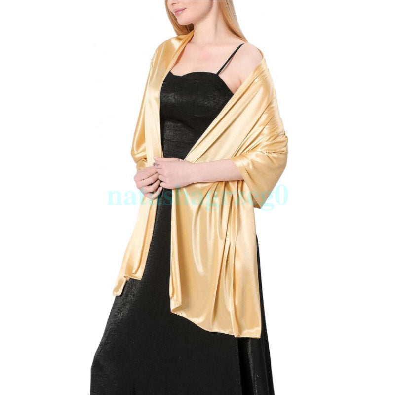Silky Satin Wrap Stole for Weddings and Special Events – Dark gold