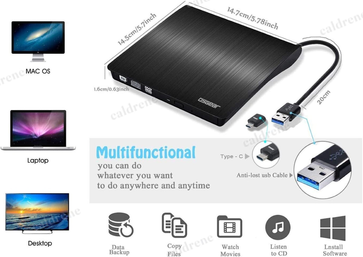 Slim External USB 3.0 CD DVD RW Drive Burner for Laptop – view 5