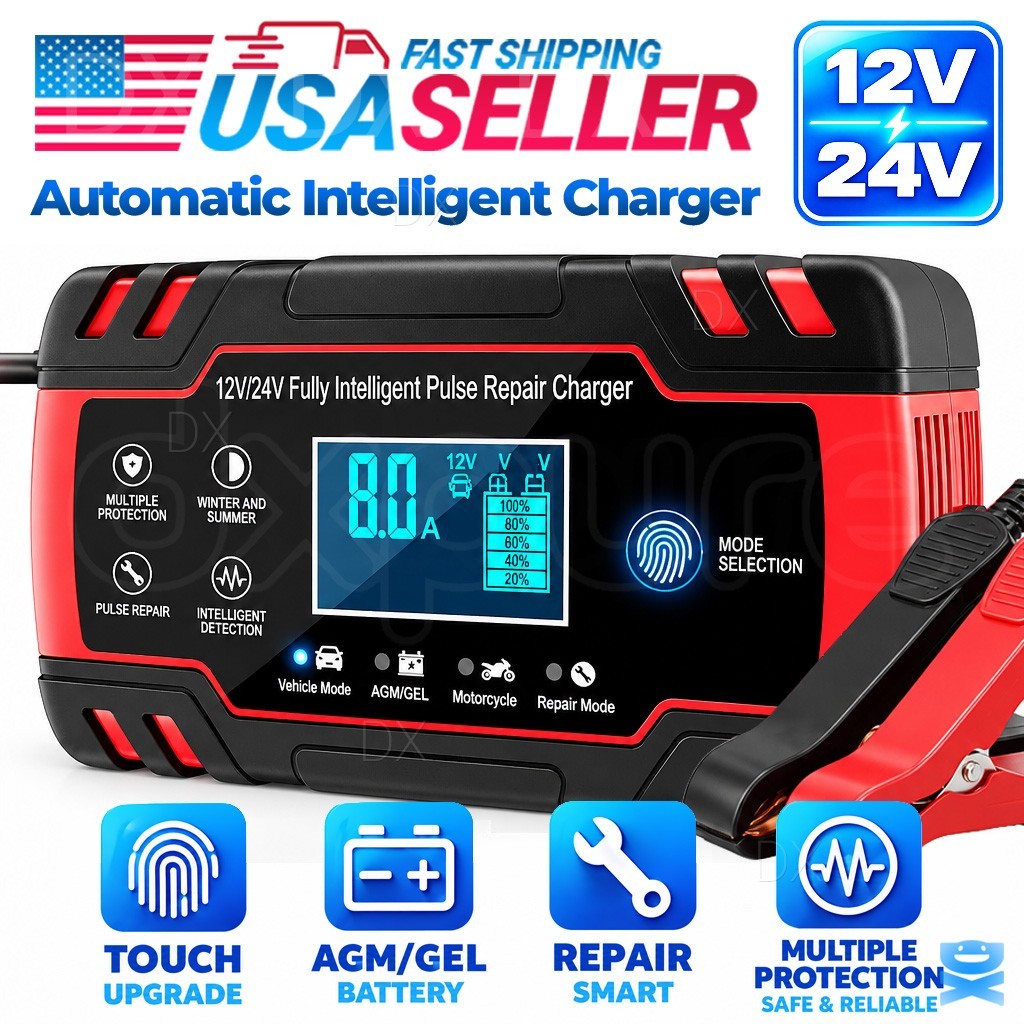 Smart Automatic Car Battery Charger 12V 24V Pulse Repair
