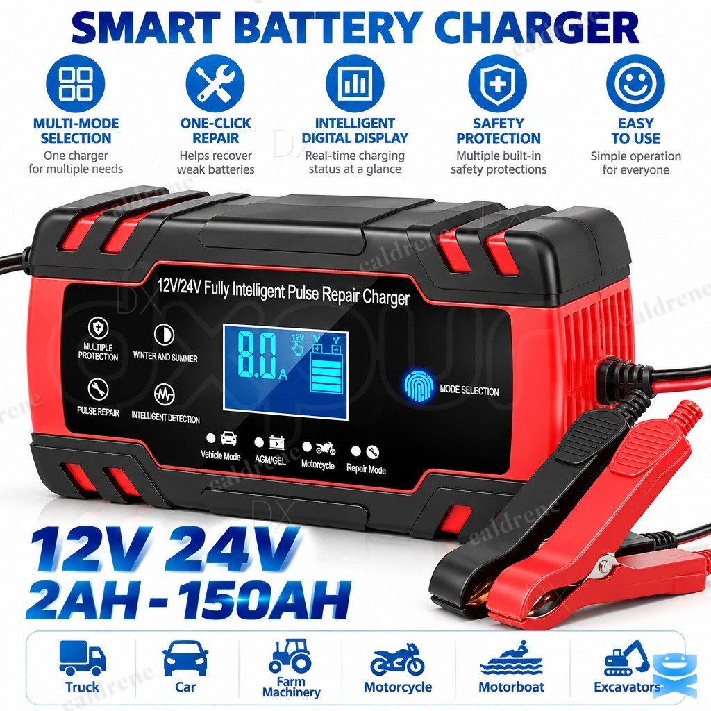 Smart Automatic Car Battery Charger 12V 24V Pulse Repair – view 2