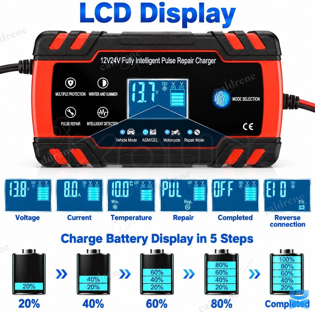 Smart Automatic Car Battery Charger 12V 24V Pulse Repair – view 7