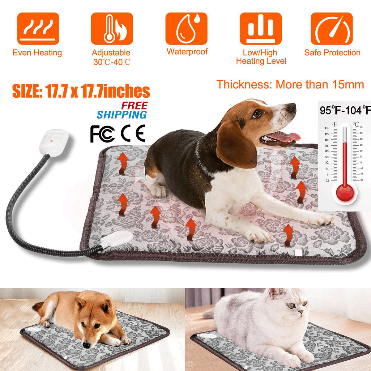 Smart Temperature Control Waterproof Pet Heating Pad