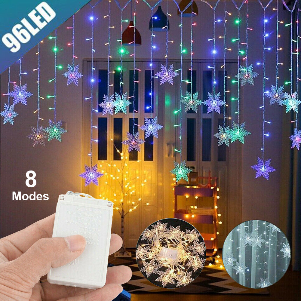 Snowflake Curtain Fairy Lights, 96 LED