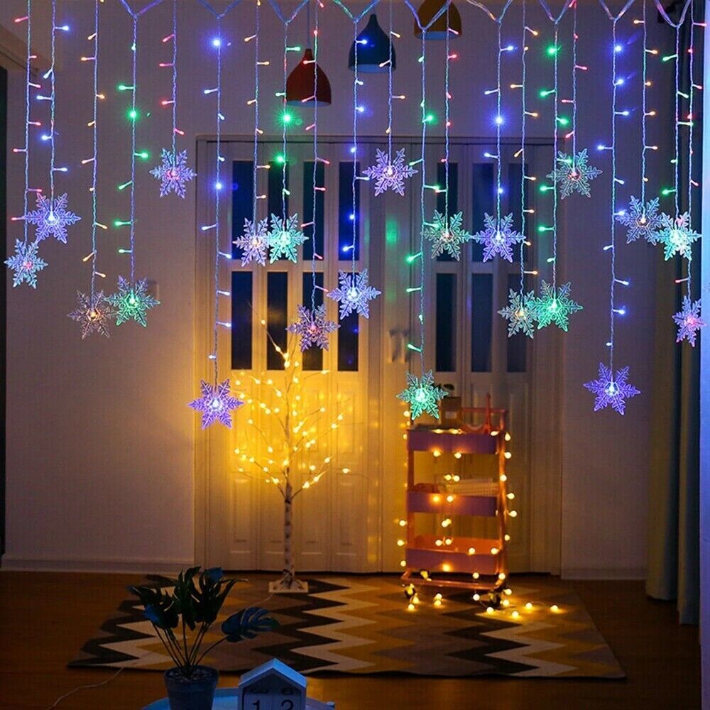 Snowflake Curtain Fairy Lights, 96 LED – Mulit-color