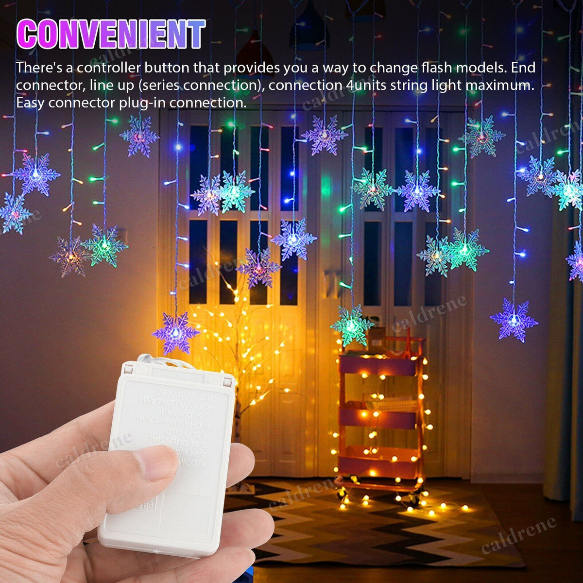 Snowflake Window Curtain Lights, Waterproof – view 3