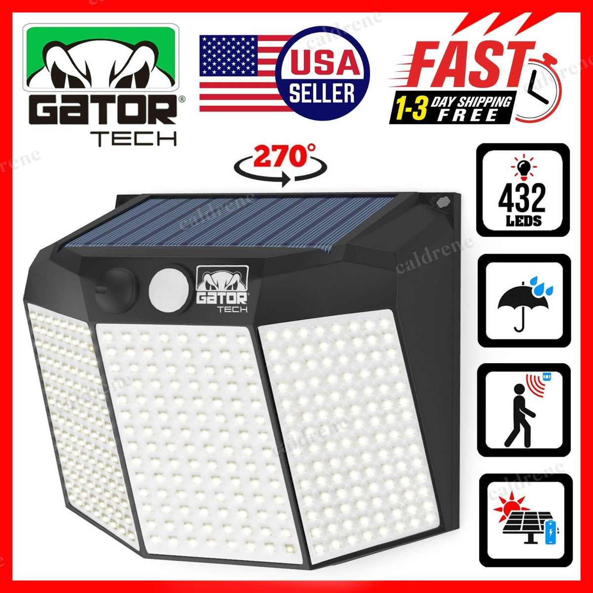 Solar 432 LED Motion Sensor Security Wall Light – view 4