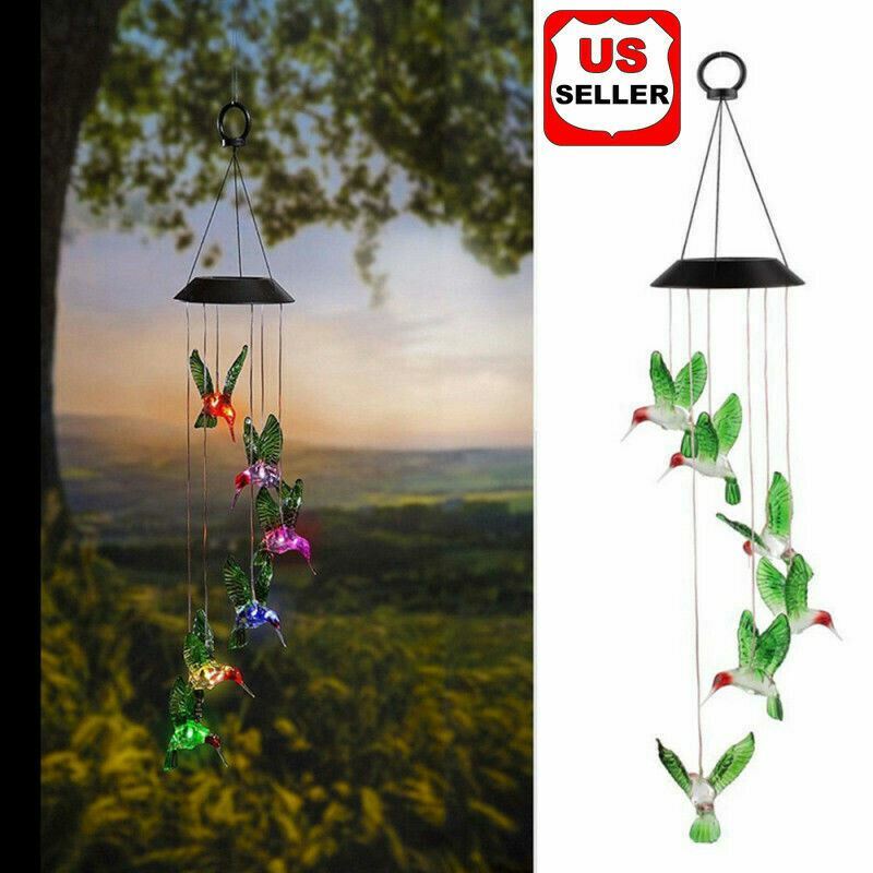 Solar Color-Changing Hummingbird Wind Chime