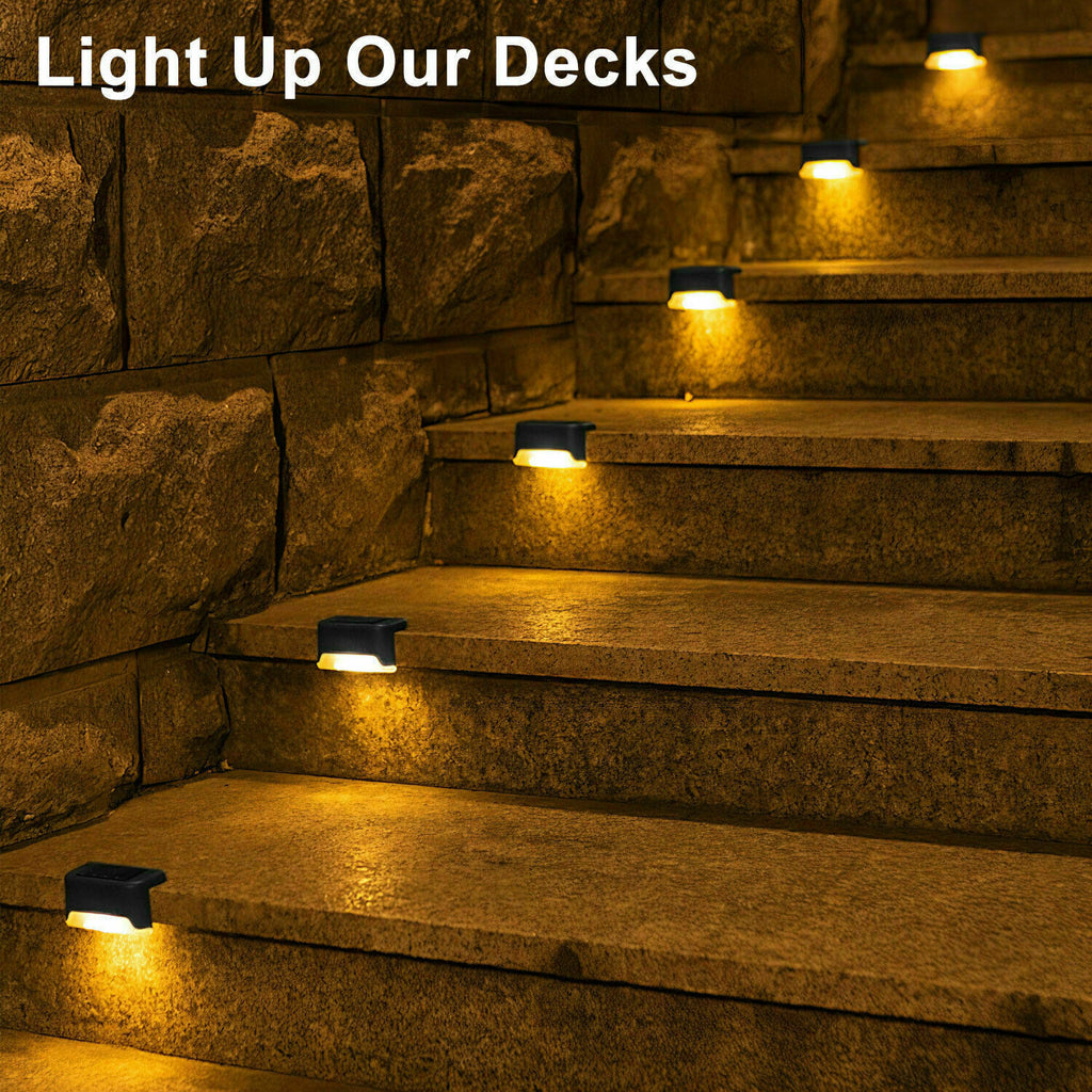 Solar Deck Step Lights Outdoor Waterproof LED, 8 Pack