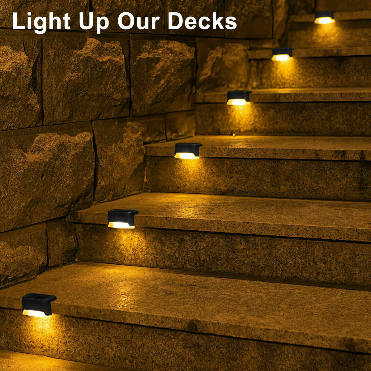 Solar Deck Step Lights Outdoor Waterproof LED, 8 Pack