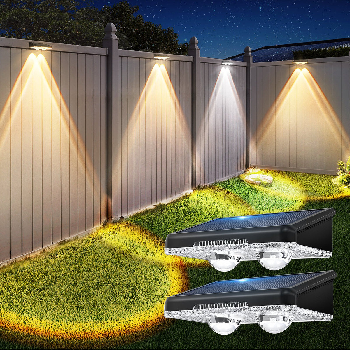 Solar Fence Wall Lights, 2 Pack
