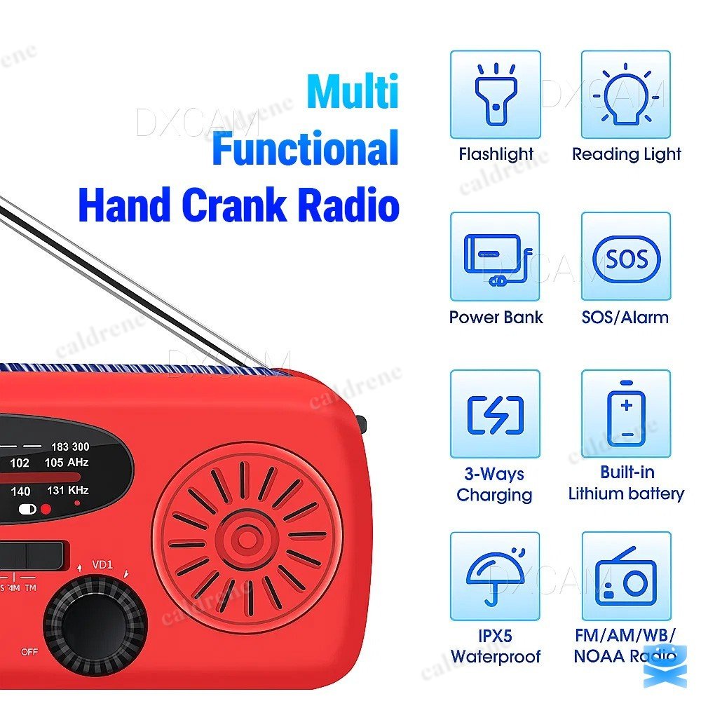 Solar Hand Crank Emergency Radio with LED Flashlight – view 2