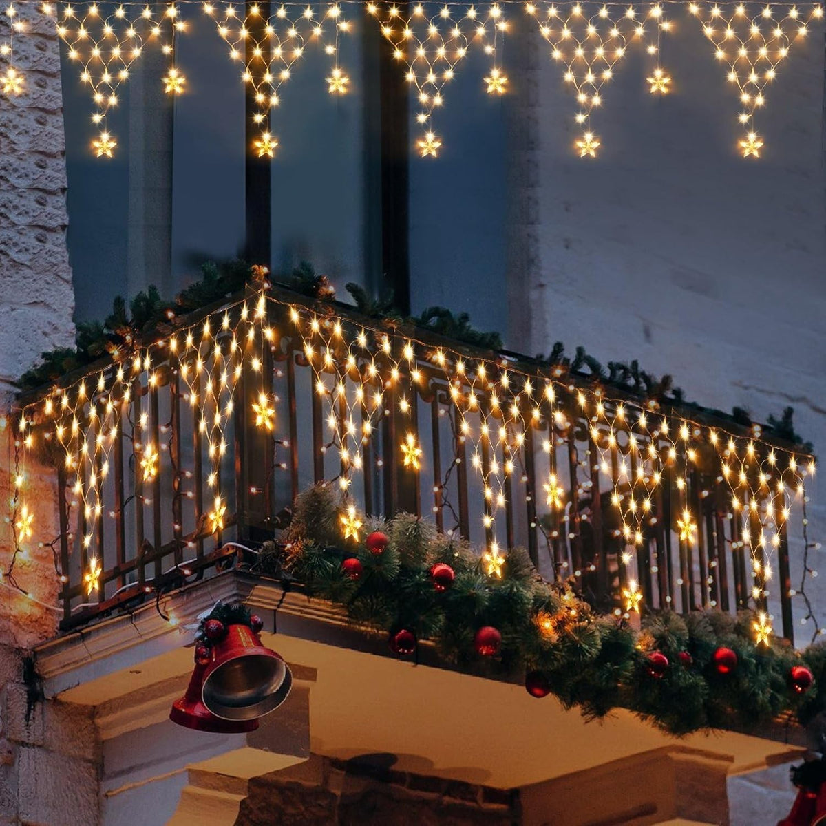 Solar Icicle Waterfall Christmas Lights for Outdoor