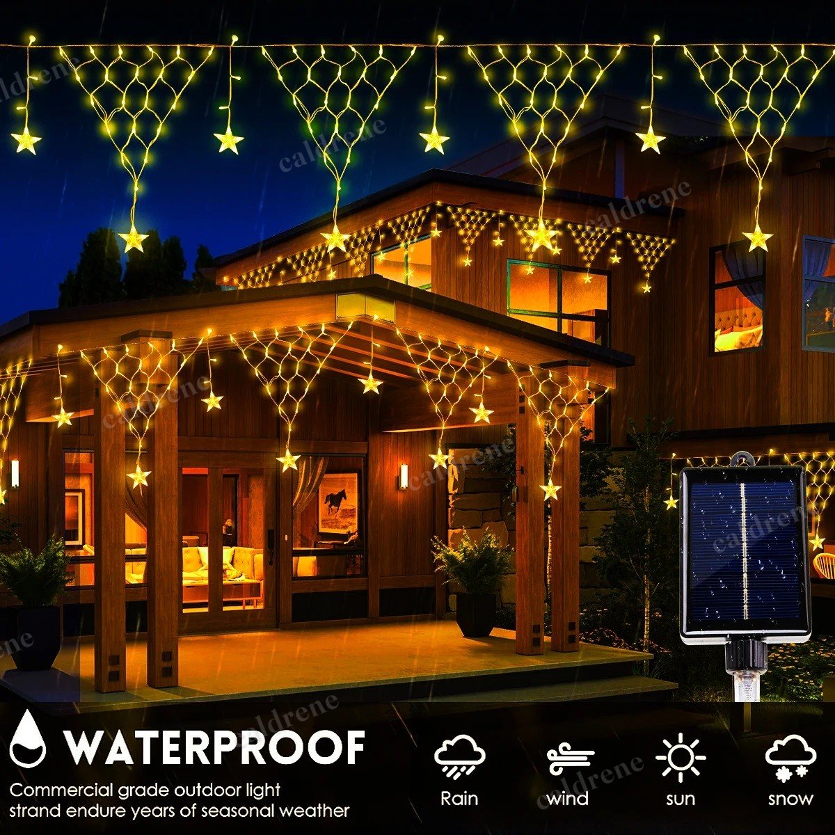 Solar Icicle Waterfall Christmas Lights for Outdoor – view 9