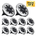 Solar In-Ground Disk Lights for Lawn and Pathway, 8–12 Pack
