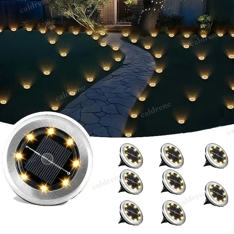 Solar In-Ground Disk Lights for Lawn and Pathway, 8–12 Pack – view 3