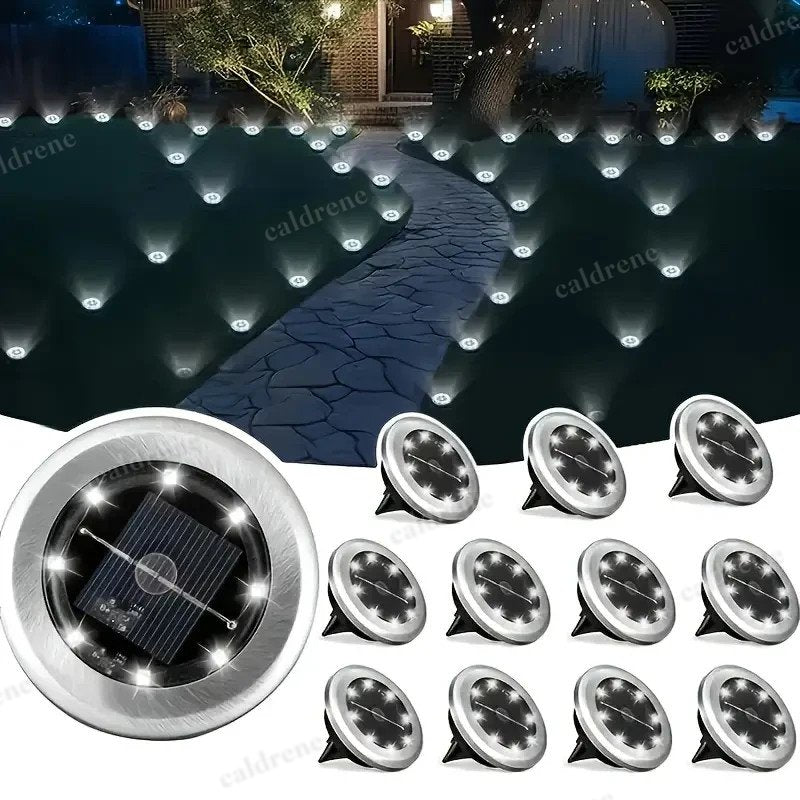Solar In-Ground Disk Lights for Lawn and Pathway, 8–12 Pack – view 4