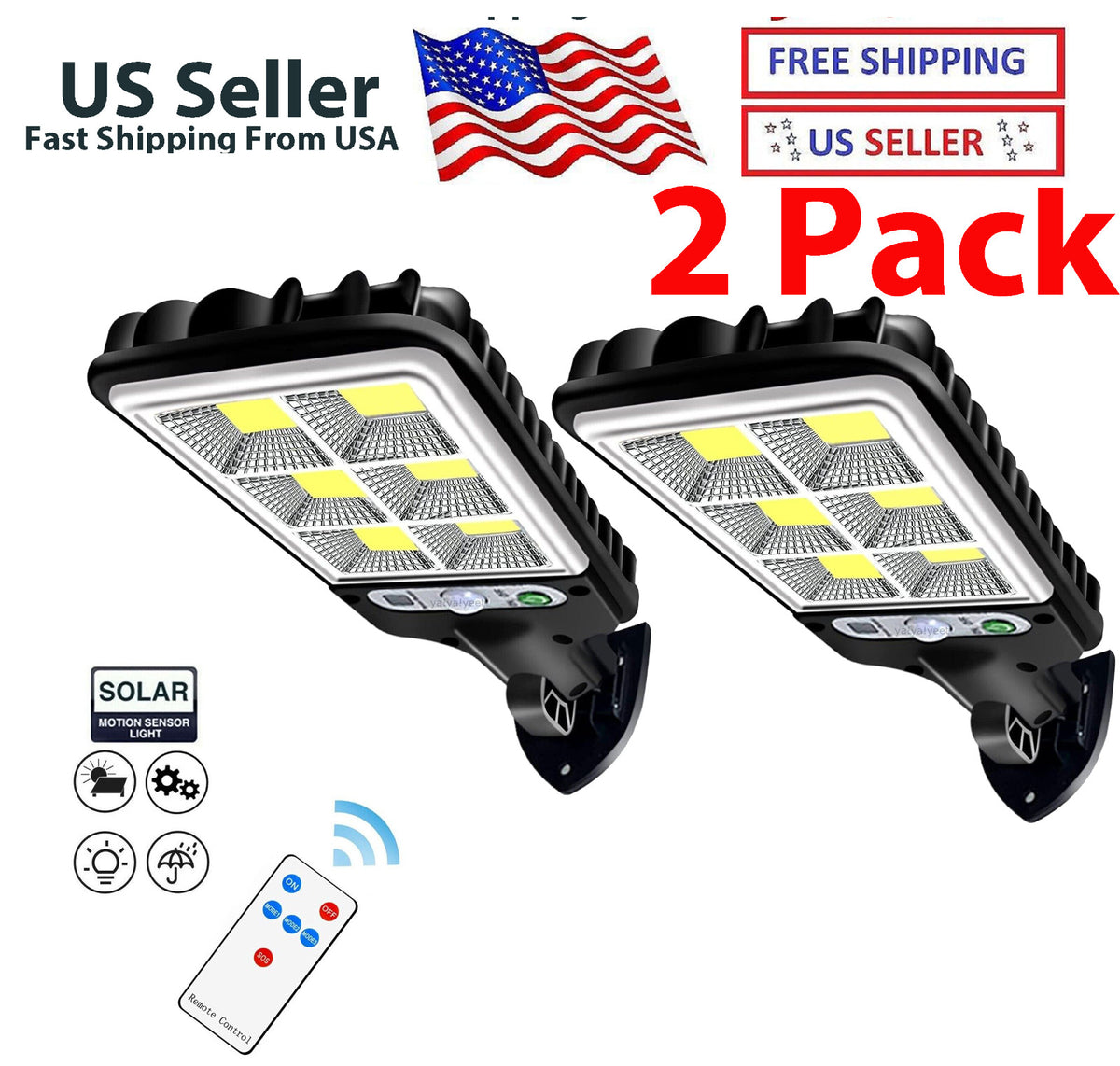 Solar Motion Sensor Wall Lights, 2 Pack