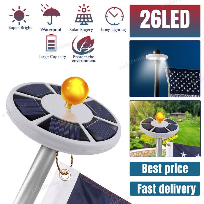 Solar Powered Flag Pole Light, 26 LED, Auto On, Waterproof – view 9