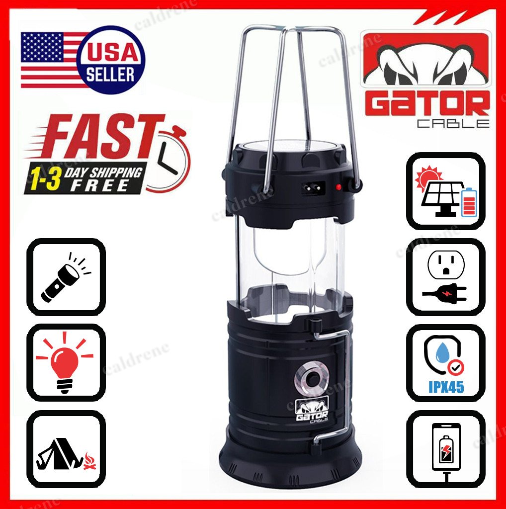 Solar Rechargeable LED Camping Lantern Flashlight, 2 Pack – view 8