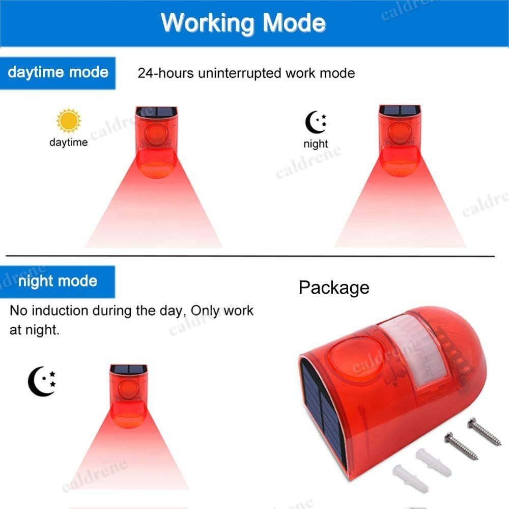 Solar Strobe Alarm Light with Wireless Motion Sensor – view 6