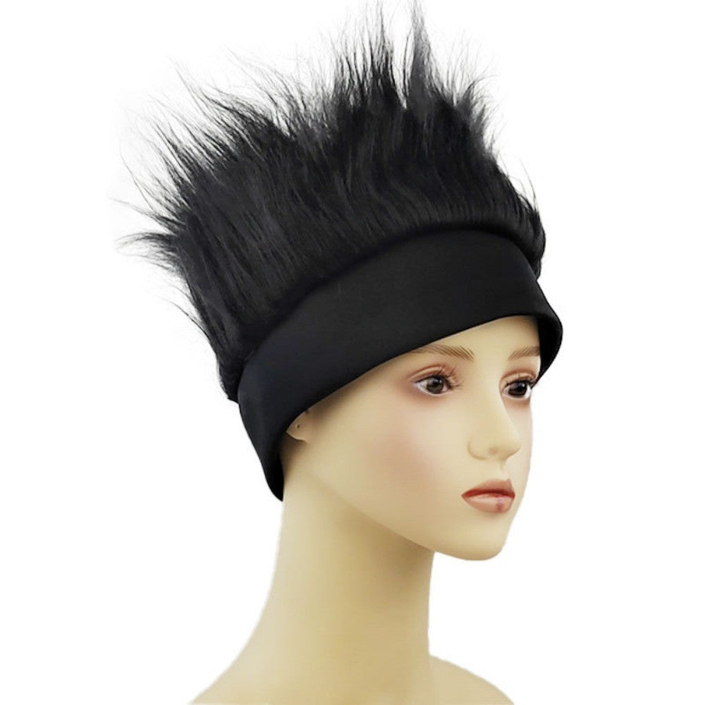 Solid Color Sports Events Wig Spiky Texture Spiky Wig Sports Event – Black