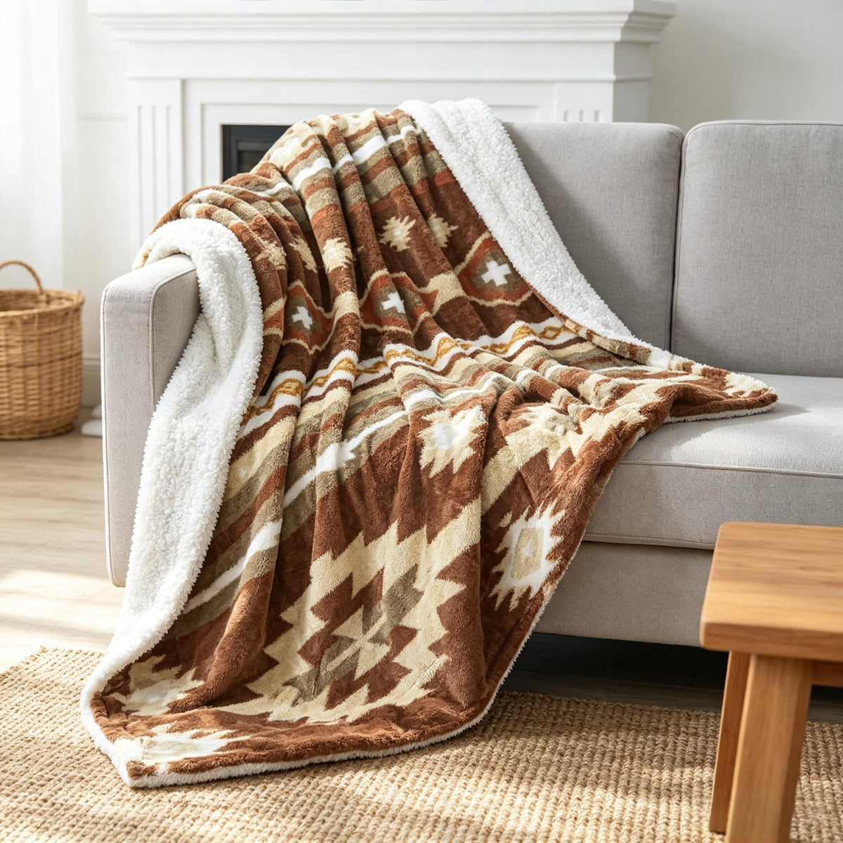 Southwest Sherpa Fleece Throw Blanket