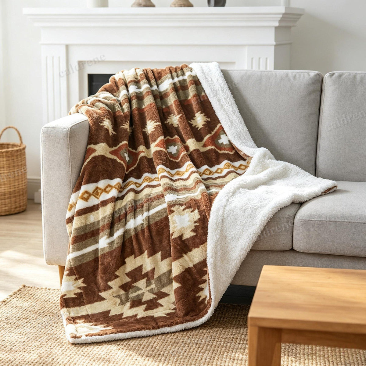 Southwest Sherpa Fleece Throw Blanket – view 2