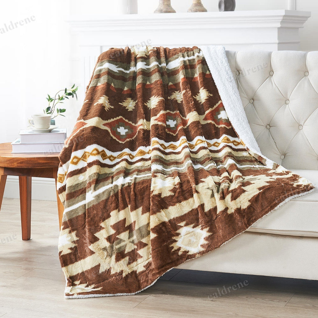 Southwest Sherpa Fleece Throw Blanket – view 3