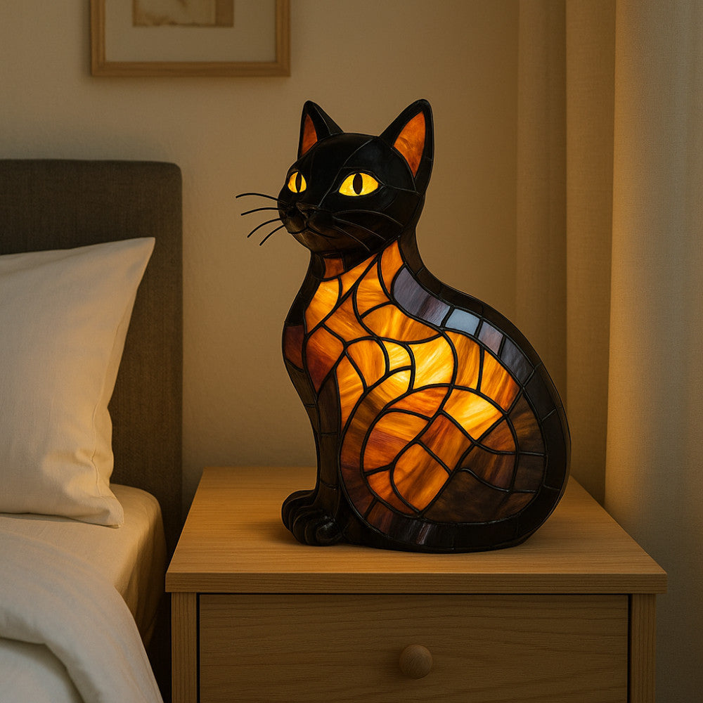 Stained Glass Cat Lamp for Cozy Home Decor