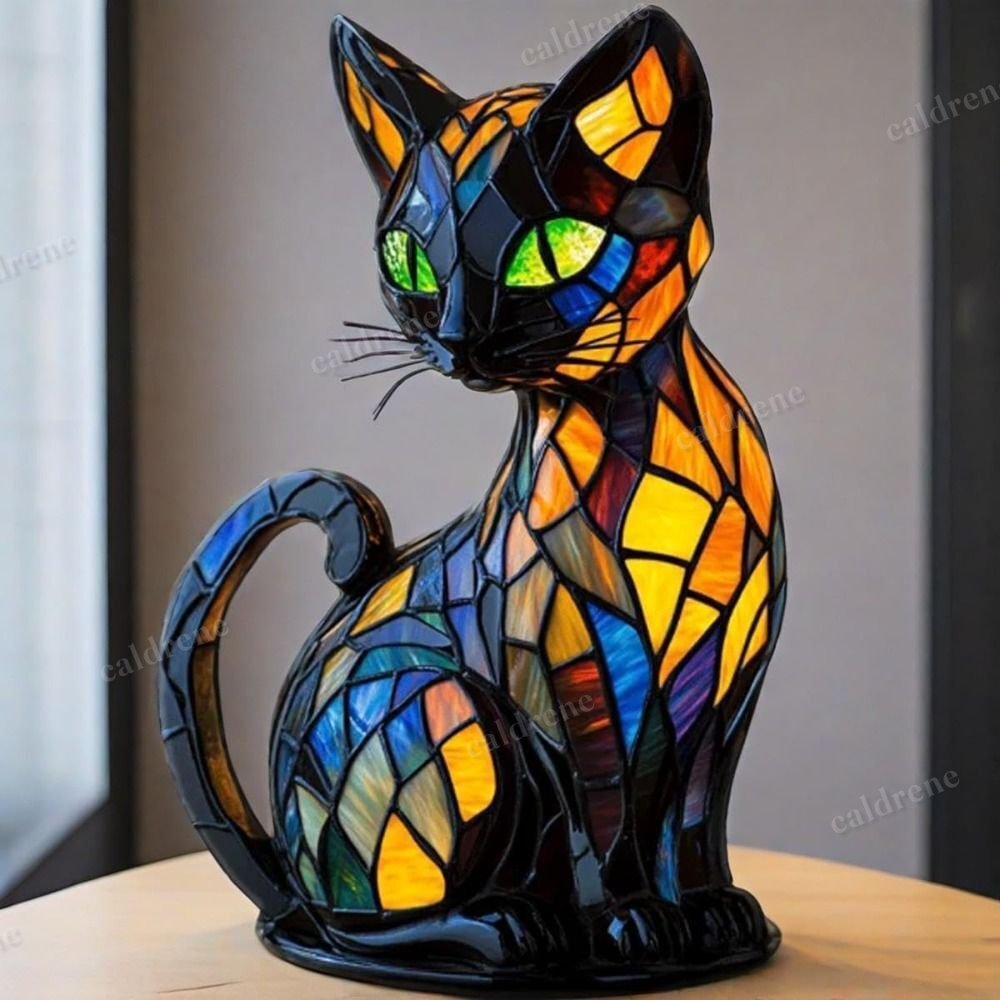 Stained Glass Cat Lamp for Cozy Home Decor – view 4