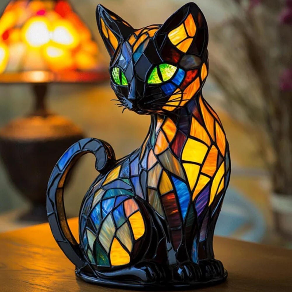 Stained Glass Cat Lamp for Cozy Home Decor – A