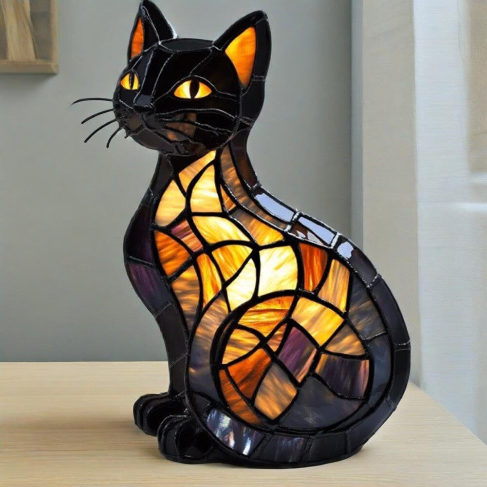 Stained Glass Cat Lamp for Cozy Home Decor – B