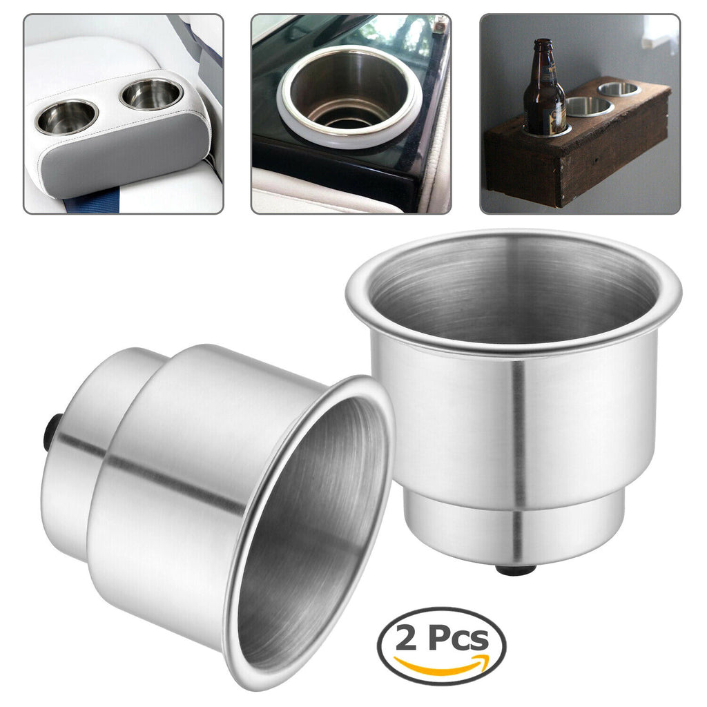 Stainless Steel Cup Holders with Drain, 2 Pack