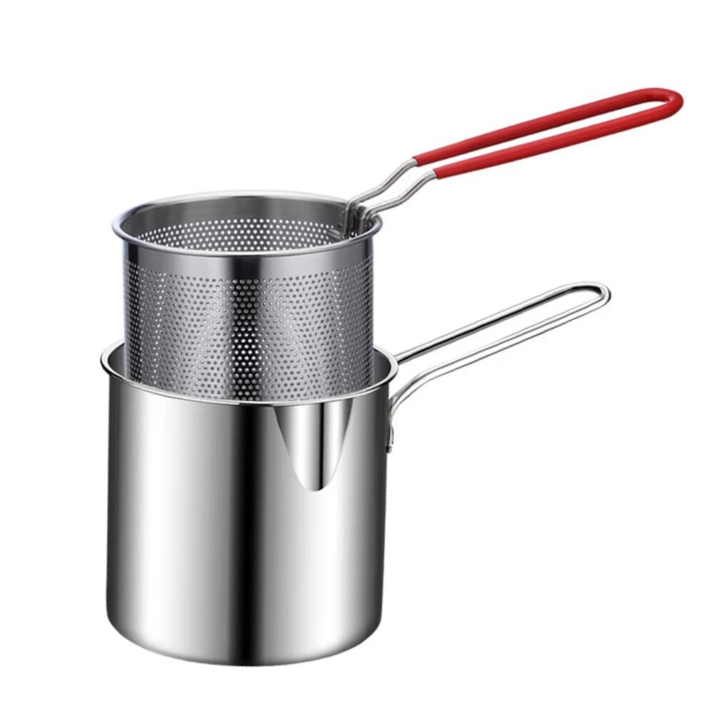 Stainless Steel Deep Fryer with Strainer for Perfect Frying – Fryer&Strainer