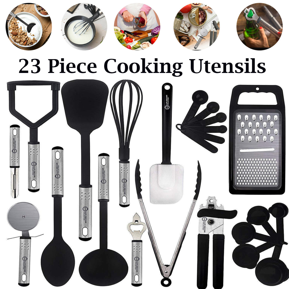 Stainless Steel Kitchen Utensil Set, 23 Pieces