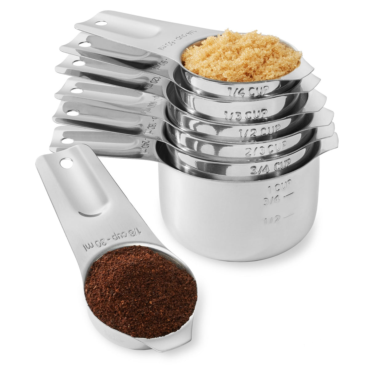 Stainless Steel Measuring Cups, 7 Piece