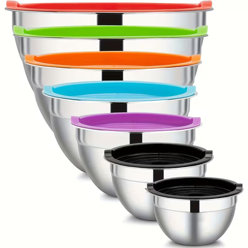 Stainless Steel Mixing Bowls with Lids, 7 Piece Set