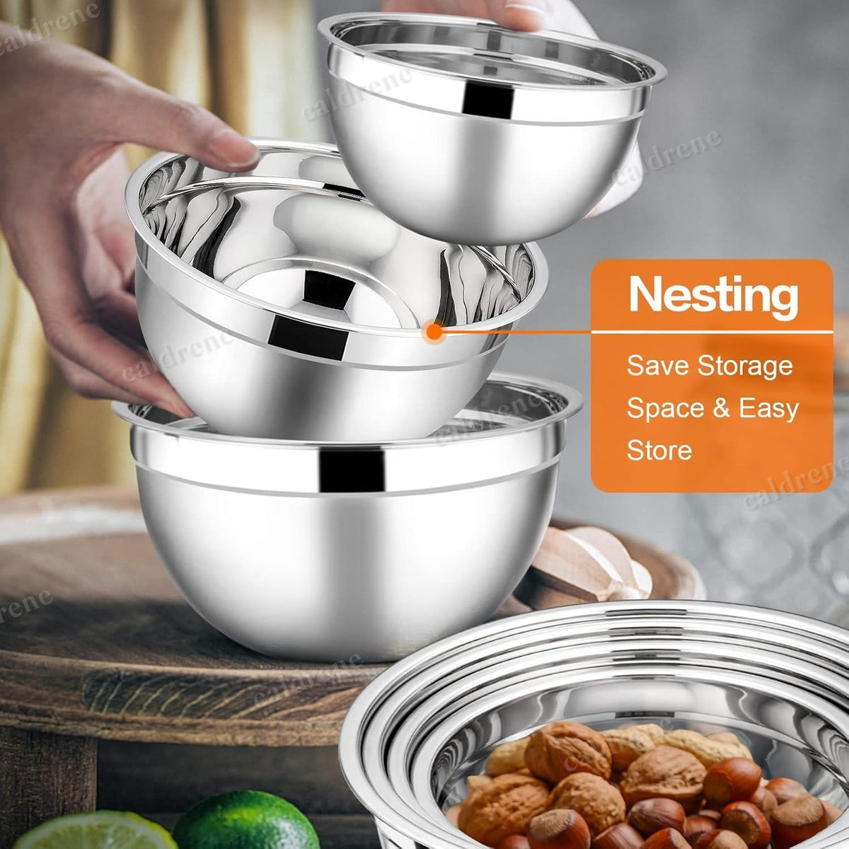 Stainless Steel Mixing Bowls with Lids, 7 Piece Set – view 3