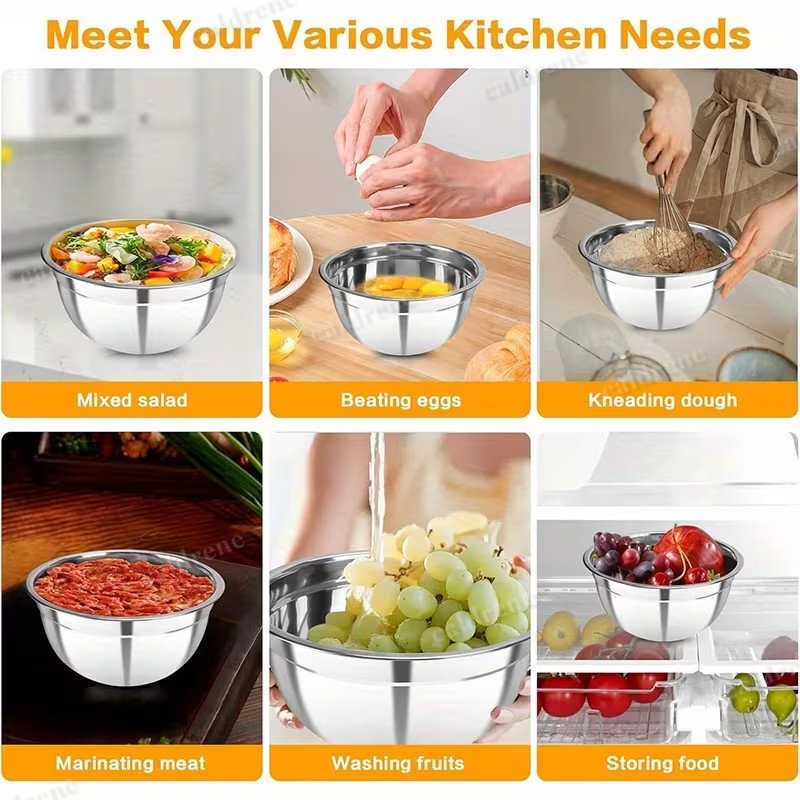 Stainless Steel Mixing Bowls with Lids, 7 Piece Set – view 5